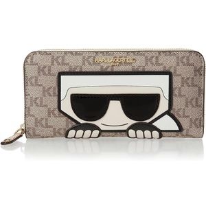 KARL LAGERFELD Paris MAYBELLE Continental Zip Around Wallet Monogram  NWT $118